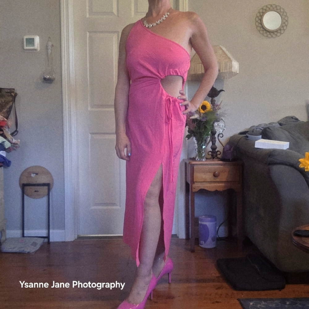 Unbranded Pink One-Shoulder Dress With Cutout
